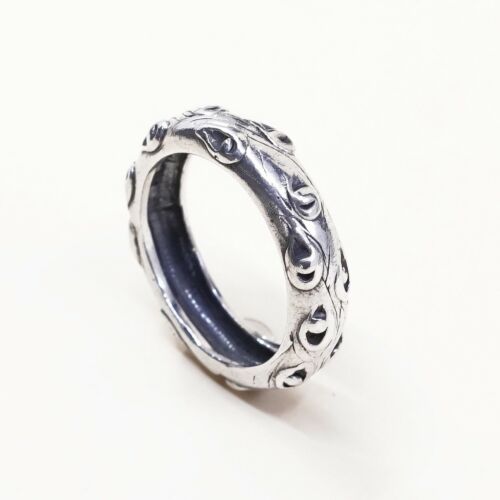 Size 7, Vtg Mexico TMD Sterling Silver Handmade Ring 925 Band W/ Beads