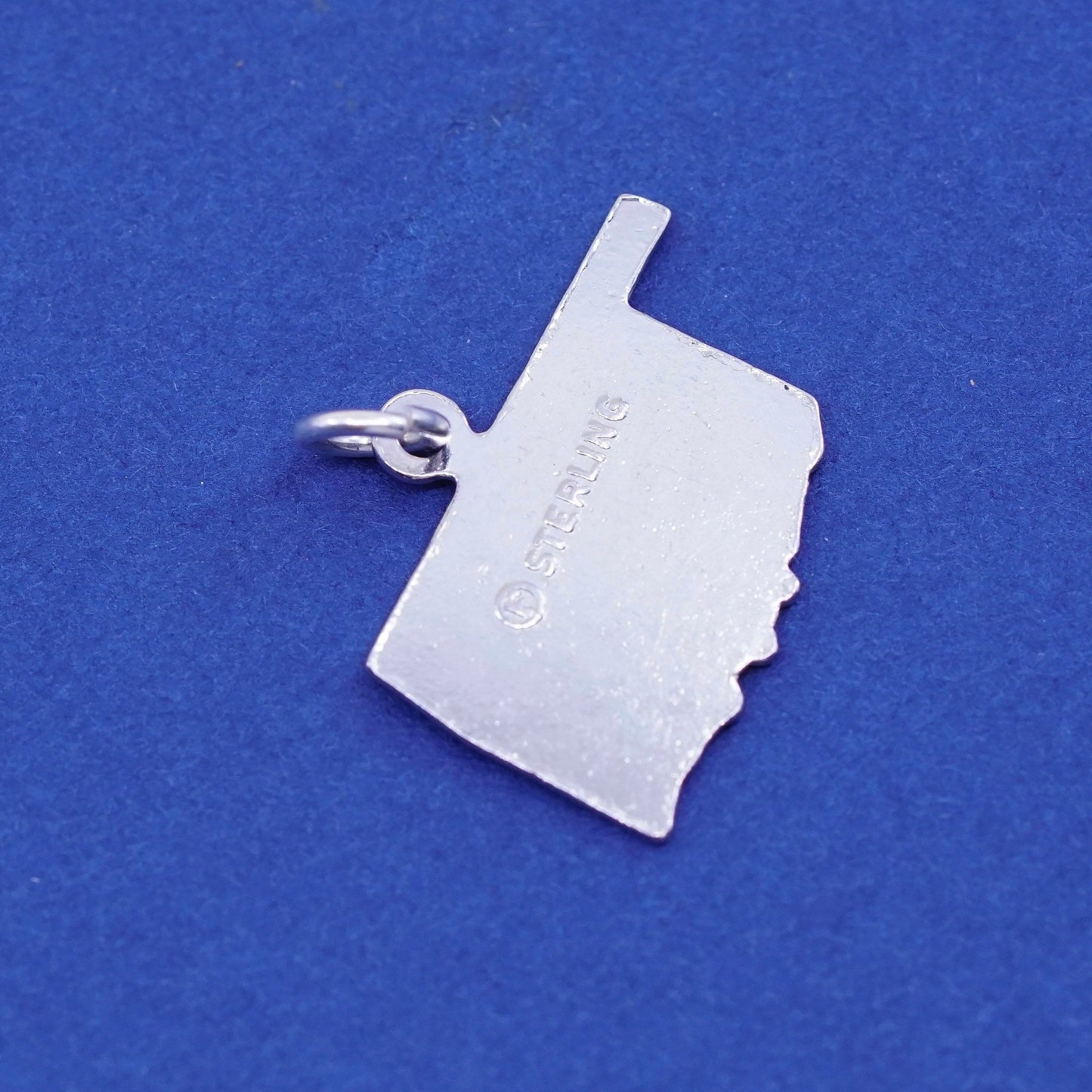 Vintage Sterling silver handmade pendant, 925 Oklahoma red enamel charm