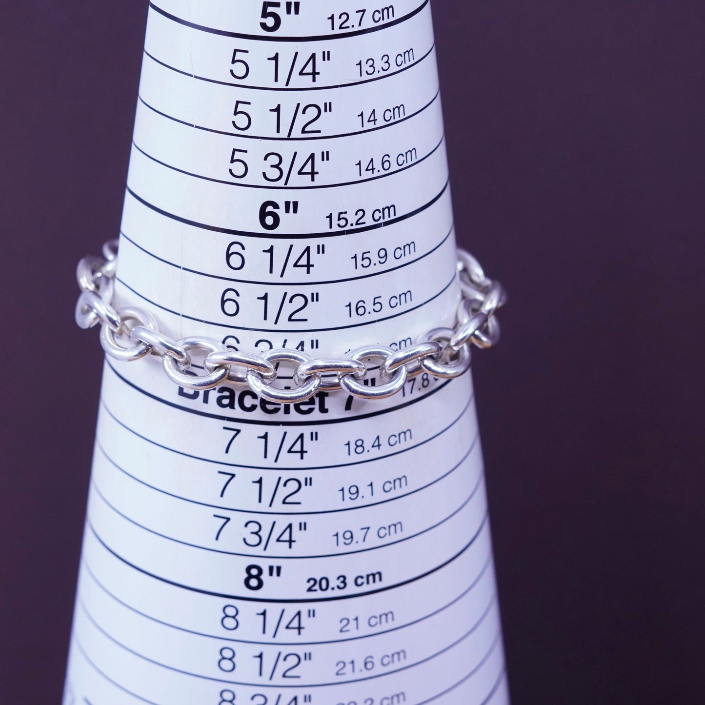 6.75”, Sterling silver handmade charm bracelet, 925 circle chain heart charm