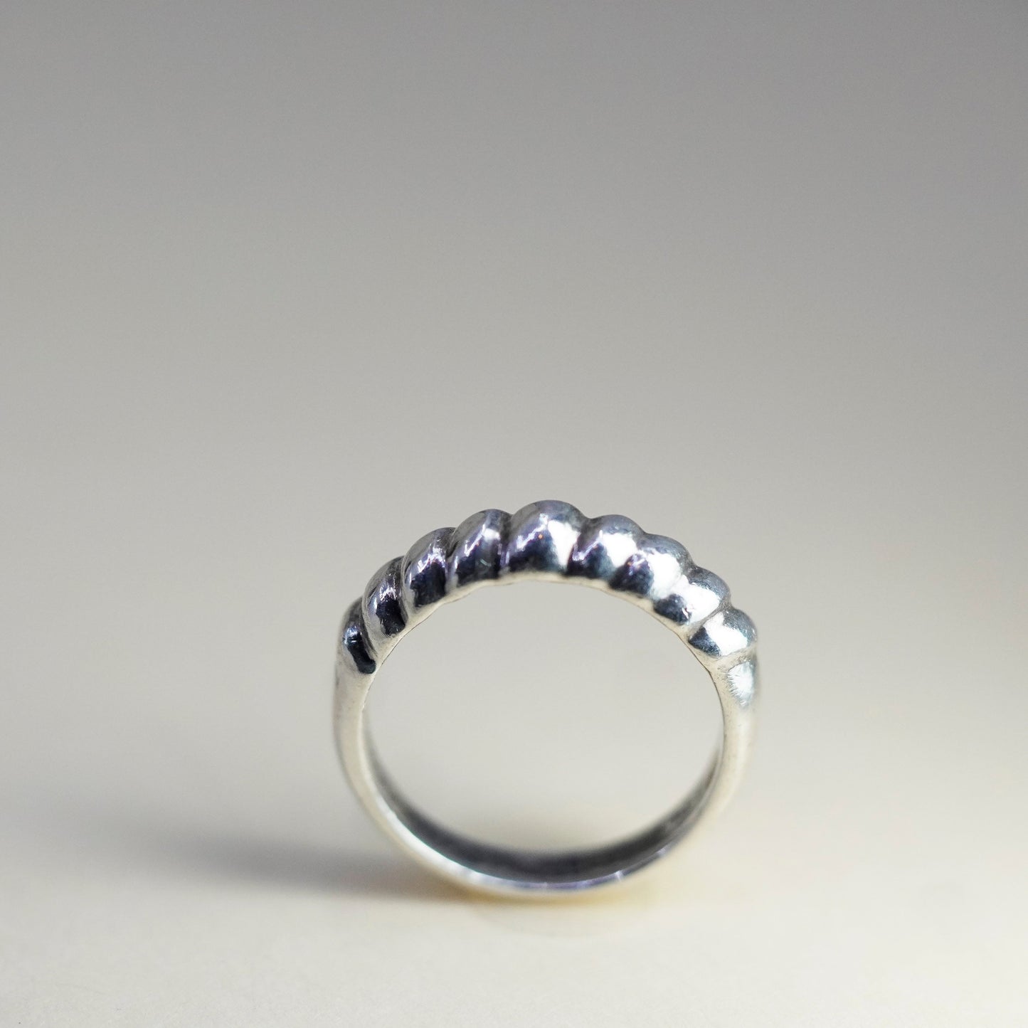 Size 7, vintage Sterling silver handmade ring, stackable 925 ribbed band