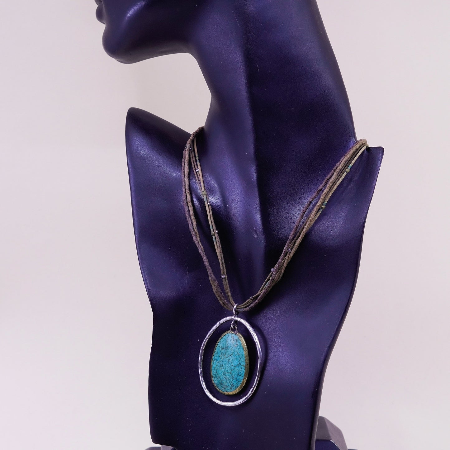 18+2”, silpada N1804 multi strands linen necklace Sterling 925 Silver turquoise