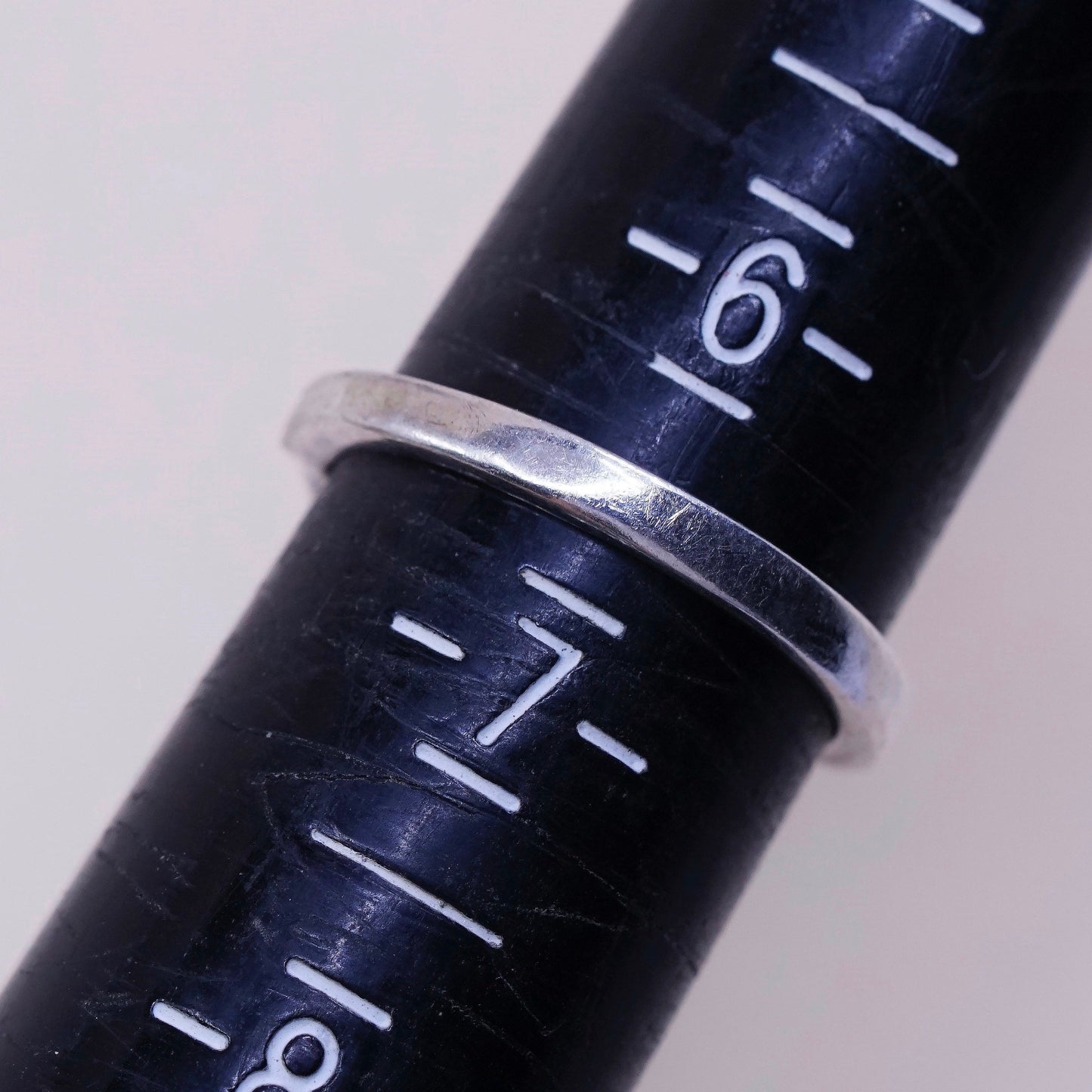 sz 6.5, vtg Sterling silver handmade ring, 925 band w/ blue enamel wave and Cz