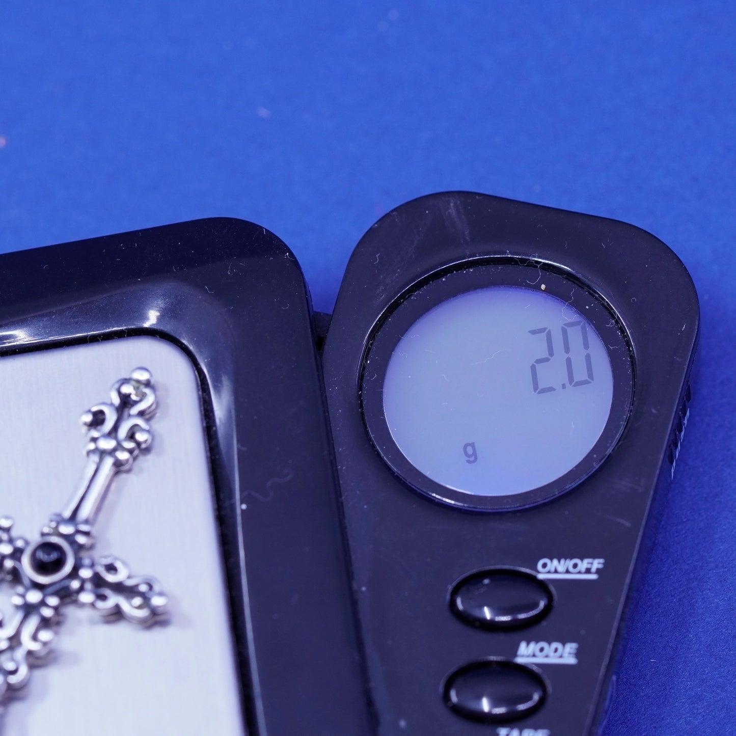 Vintage Sterling silver handmade pendant, 925 bali cross with obsidian