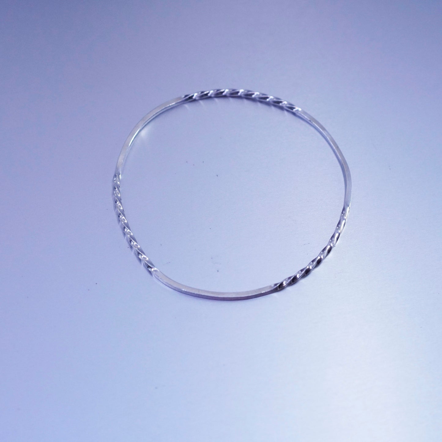 7.75”, Sterling 925 silver handmade bracelet, stackable twisted cable bangle