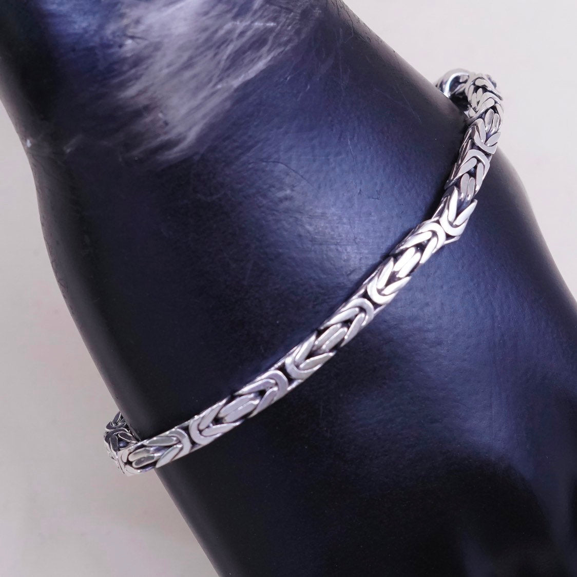 7.25", VTG Sterling silver handmade bracelet, 925 Byzantine, birdcage chain