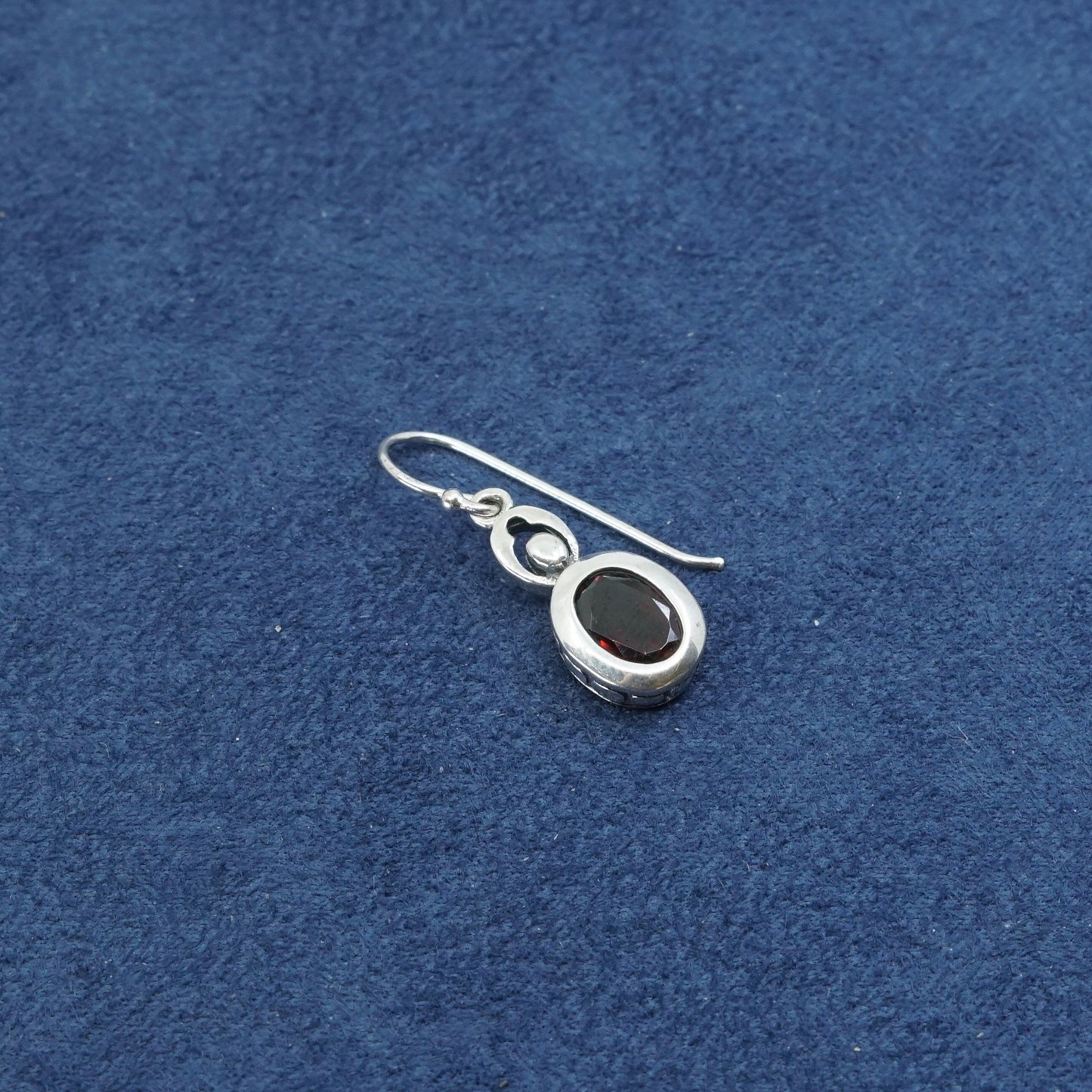 Vintage sterling silver handmade earrings, 925 w/ ruby, stamped 925