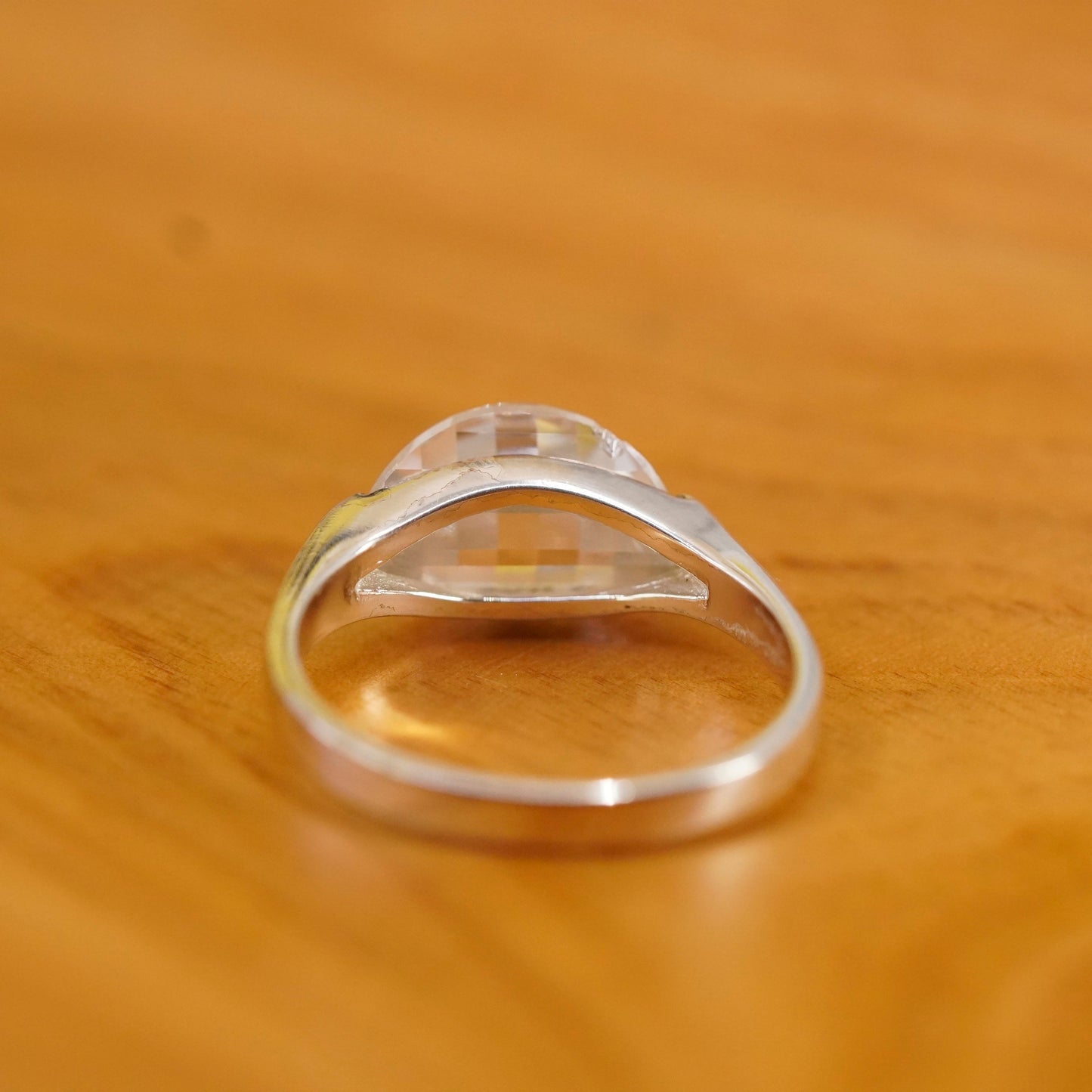 Size 7.25, vintage Sterling 925 silver anniversary ring with clear cz