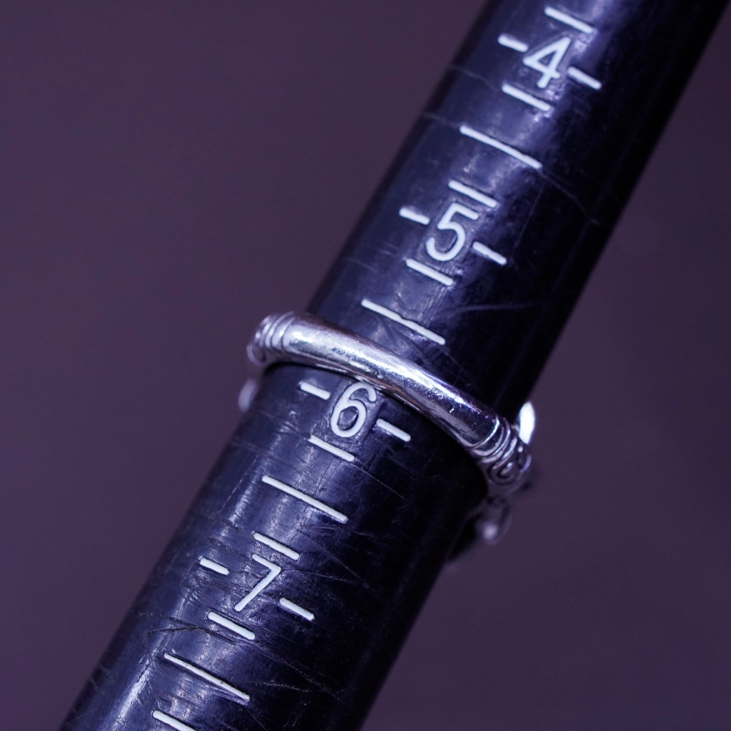 sz 5.75, AF Sterling silver handmade ring, textured 925 leafy band chrysoberyl