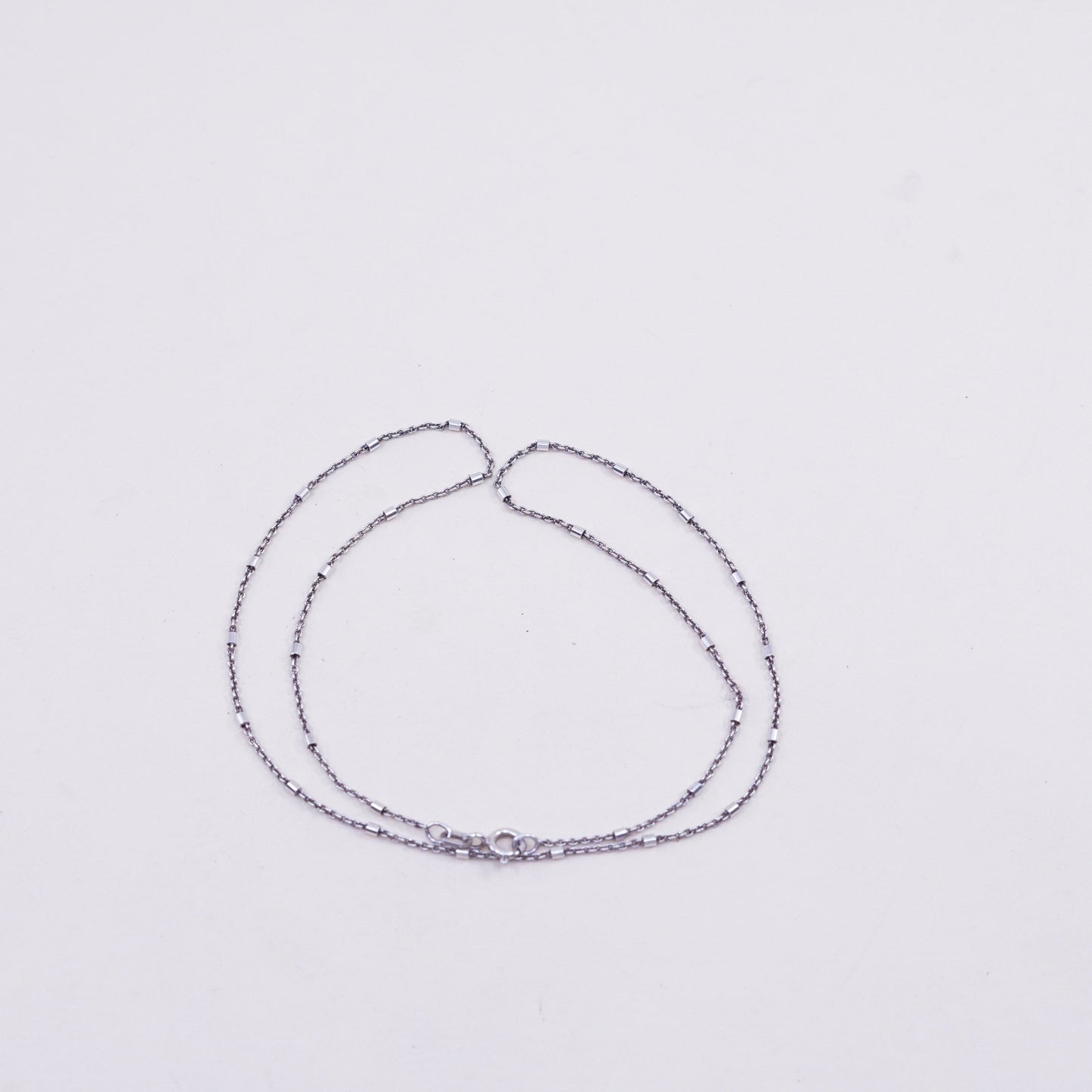 16”, 1mm, Vintage sterling silver beads chain, 925 necklace