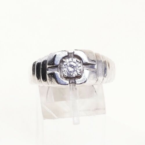 Sz 10, Sterling Silver Handmade Ring, 925 Silver cocktail statement Ring W/ Cz