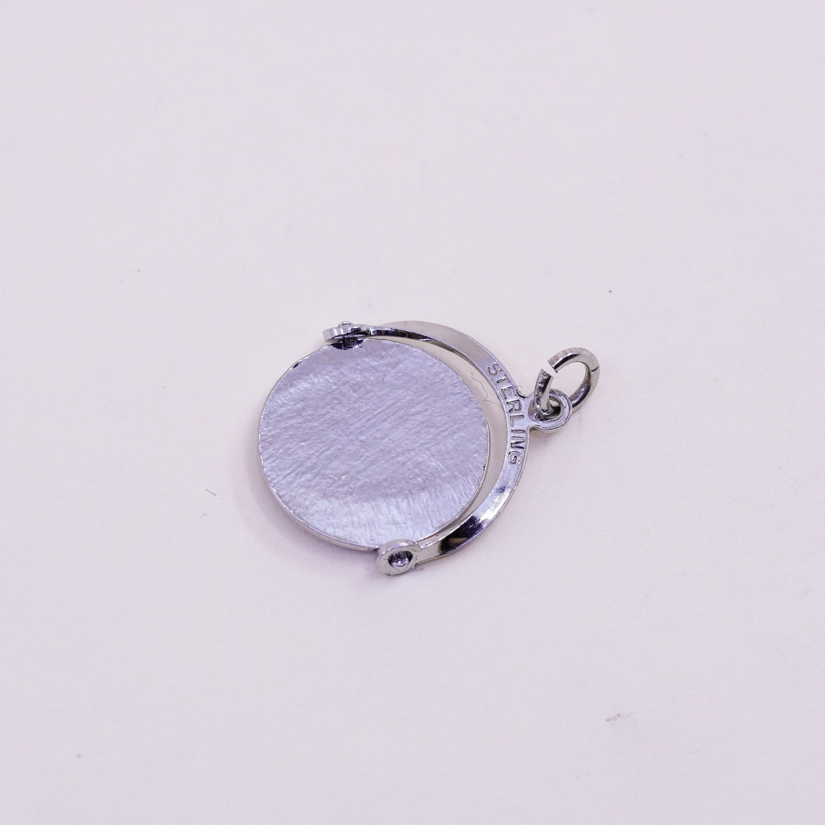 vtg Sterling 925 silver handmade pendant New York Empire State spinner charm