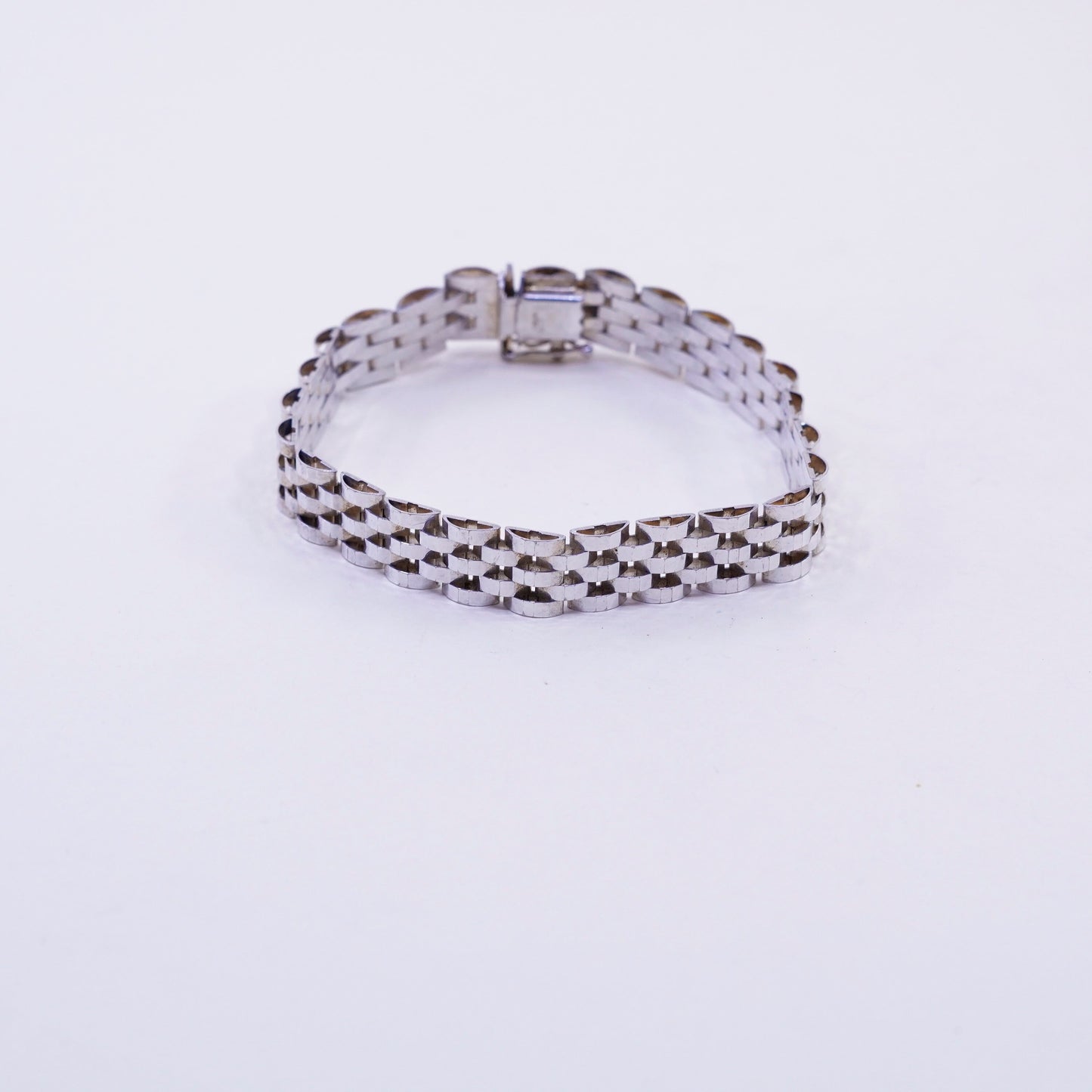7.5” 10mm, vintage Italy Milor Sterling 925 Silver 925 Mesh chain Bracelet