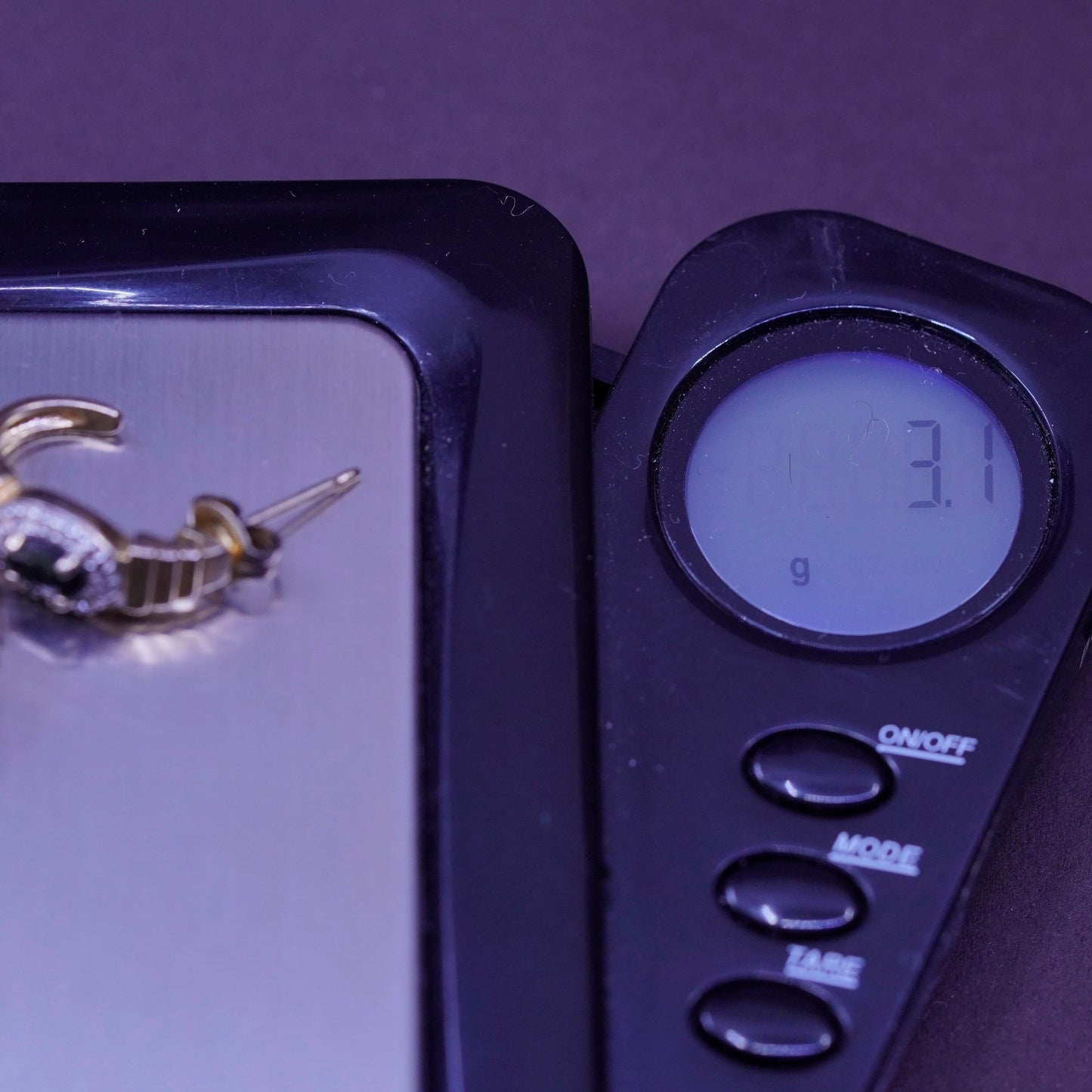 0.75”, vermeil gold Sterling silver earrings, 925 huggie studs sapphire diamond