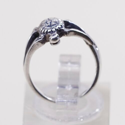 Size 3 Shube Mexico Sterling 925 Silver Handmade Sea Turtle Open Band Ring