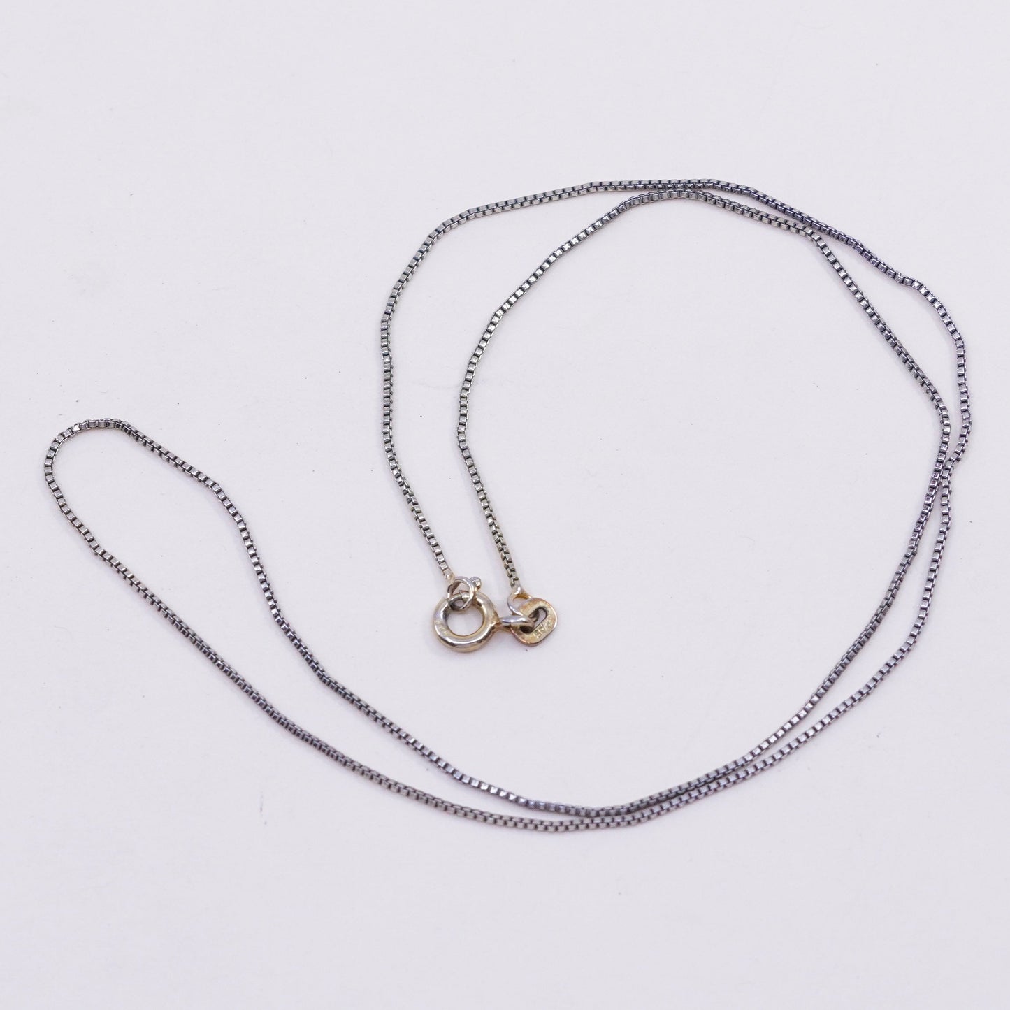 18”, 1mm, Vintage vermeil gold over sterling 925 silver box chain, necklace