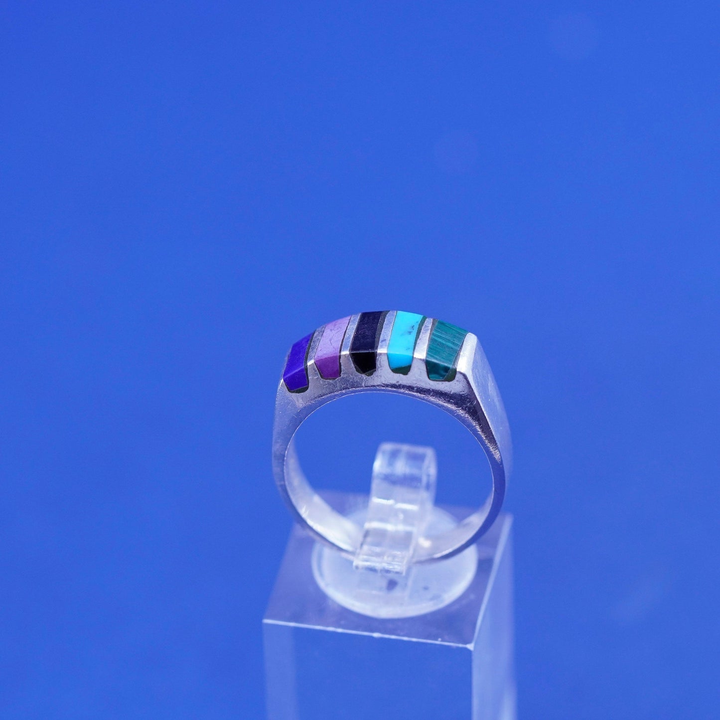 Size 9.25, sterling silver handmade ring, 925 band w/ sodalite turquoise agate