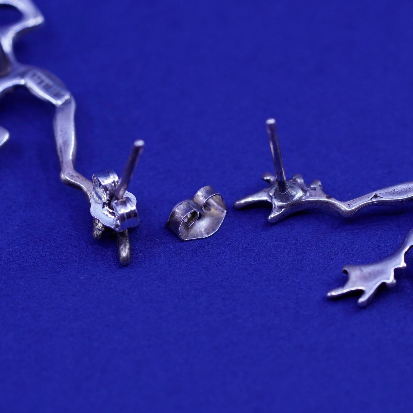 Vintage Southwestern Sterling silver handmade studs, 925 frog earrings