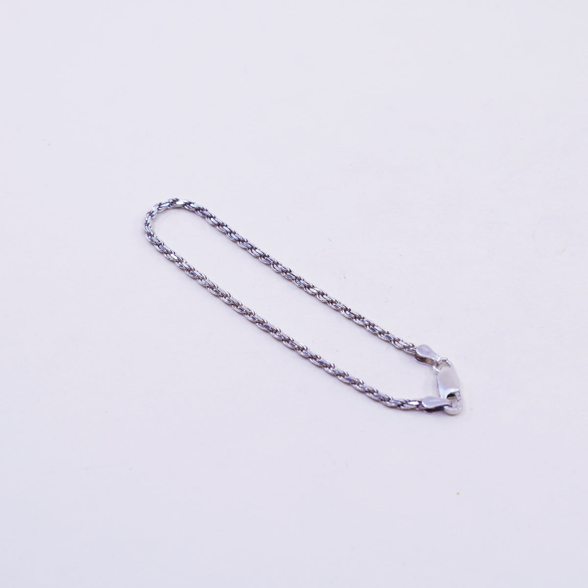 6.75”, 3mm, vintage Sterling silver rope chain, Italy 925 men’s bracelet