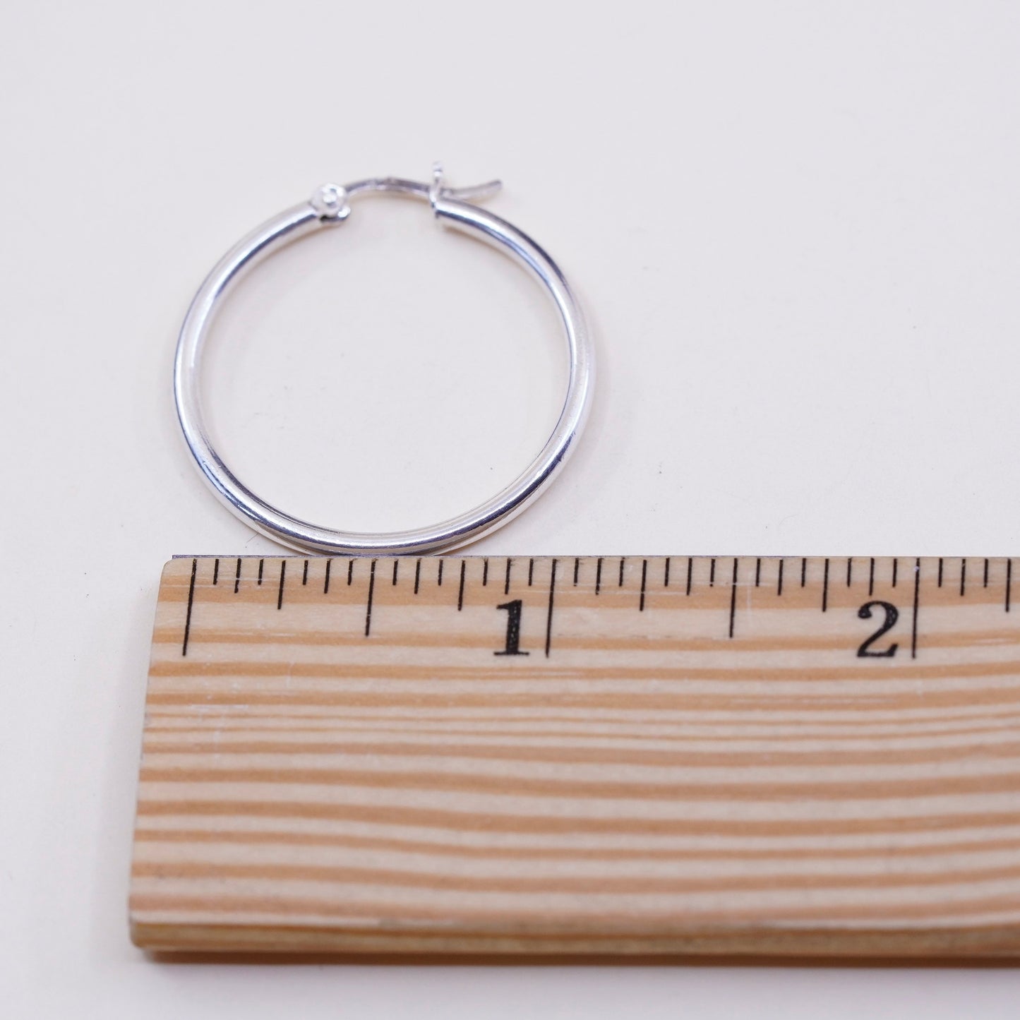 1.25”, vtg sterling silver loop earrings, fashion minimalist primitive hoops