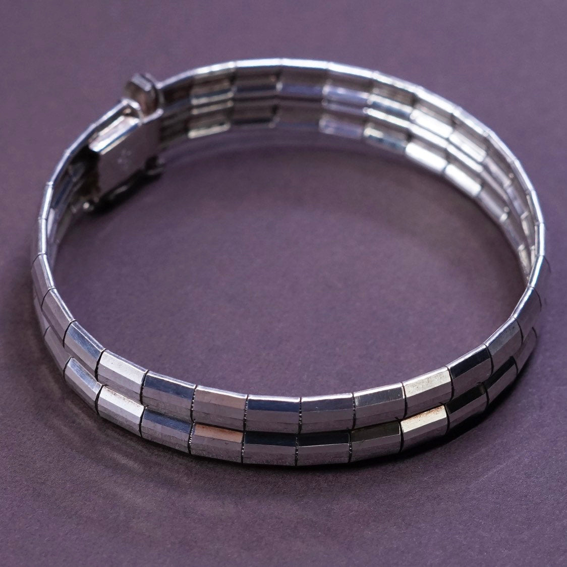 7.5", 12mm, vtg italy milor Sterling silver bracelet, 925 omega chain