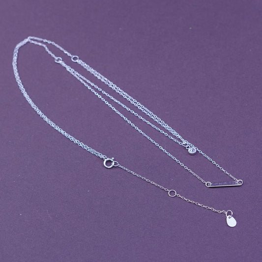 16+2”, vtg Sterling silver necklace, 925 circle chain w/ Cz and blank pendant