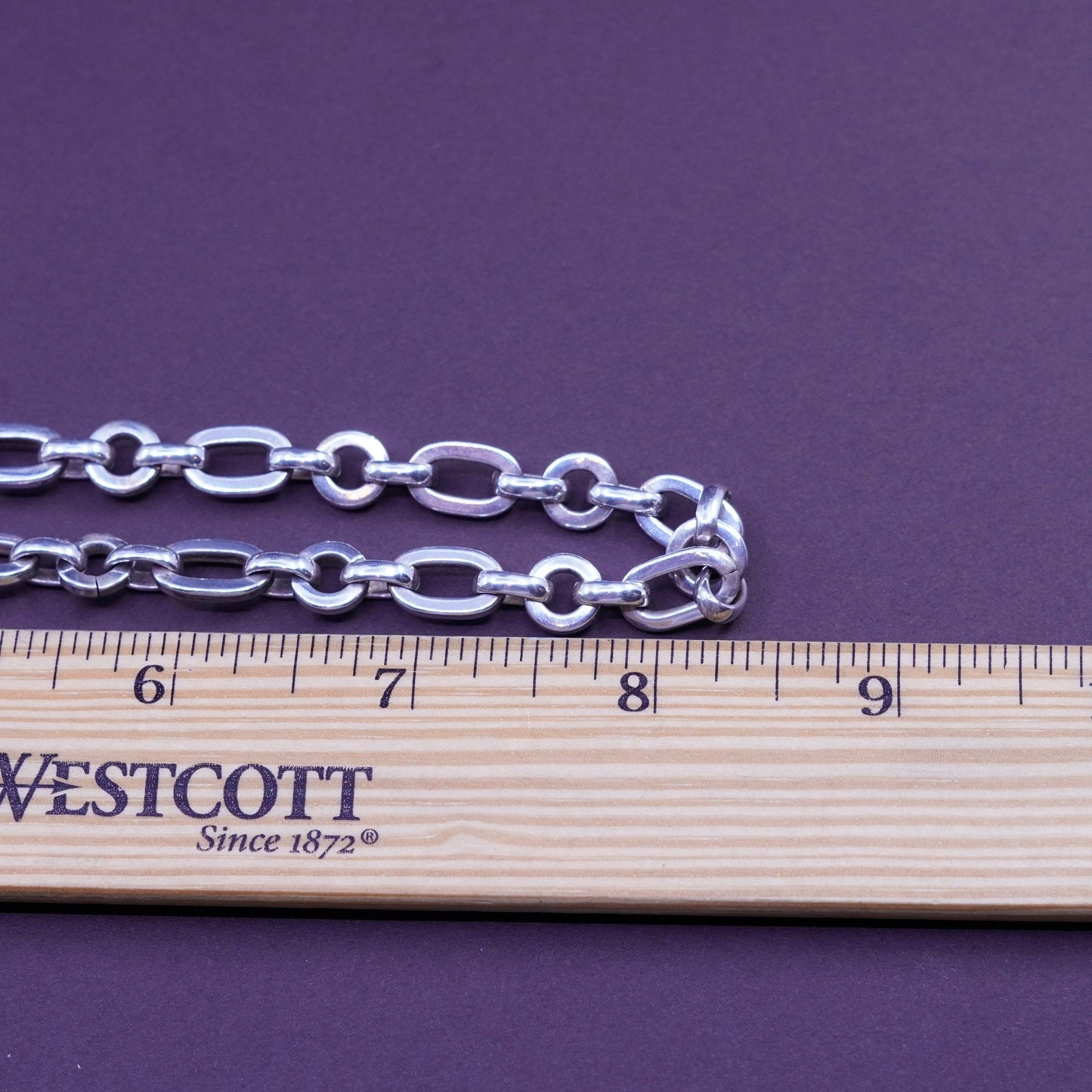 15”, 1mm, vintage Sterling silver necklace, 925 oval chain with Crystal pendant
