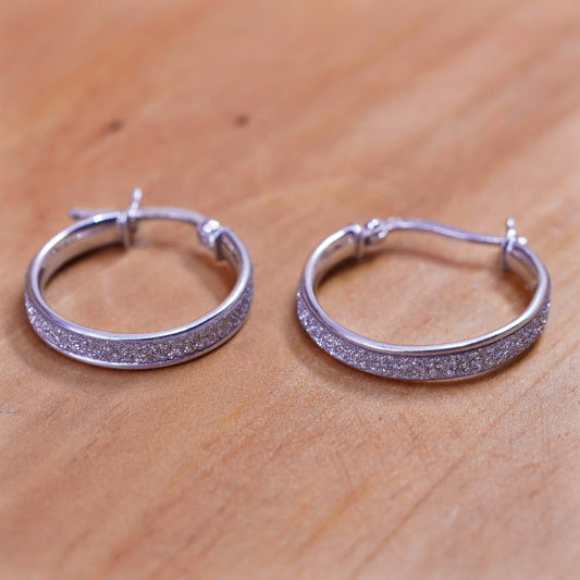 0.5”, vintage Sterling silver hoops, 925 earrings with glittering center