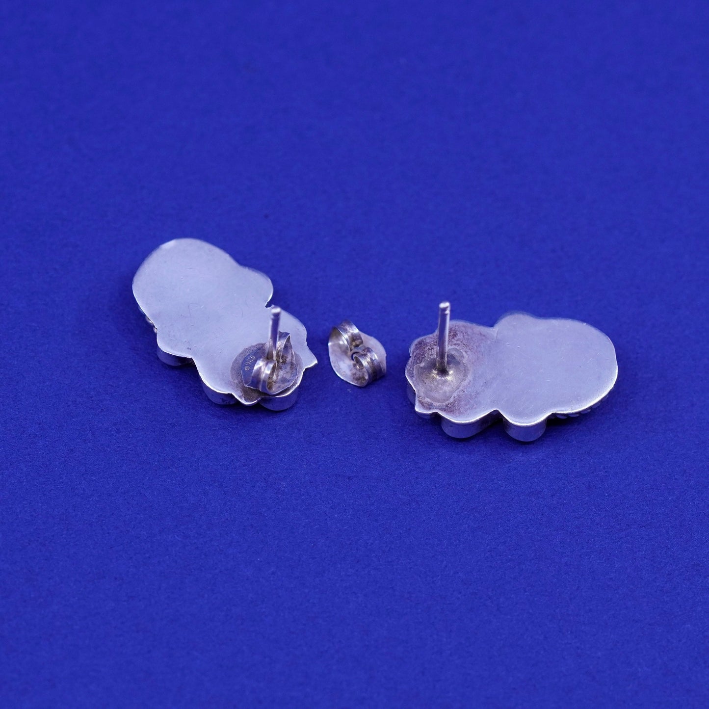 Vintage Native American sterling silver earrings, Zuni 925 studs opal turquoise