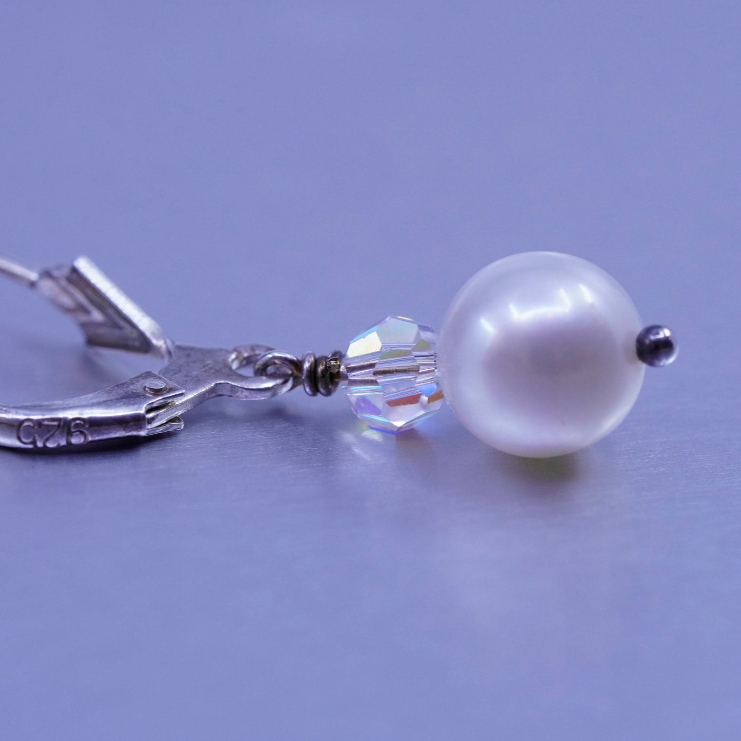 Vintage Sterling 925 silver handmade earrings with pearl
