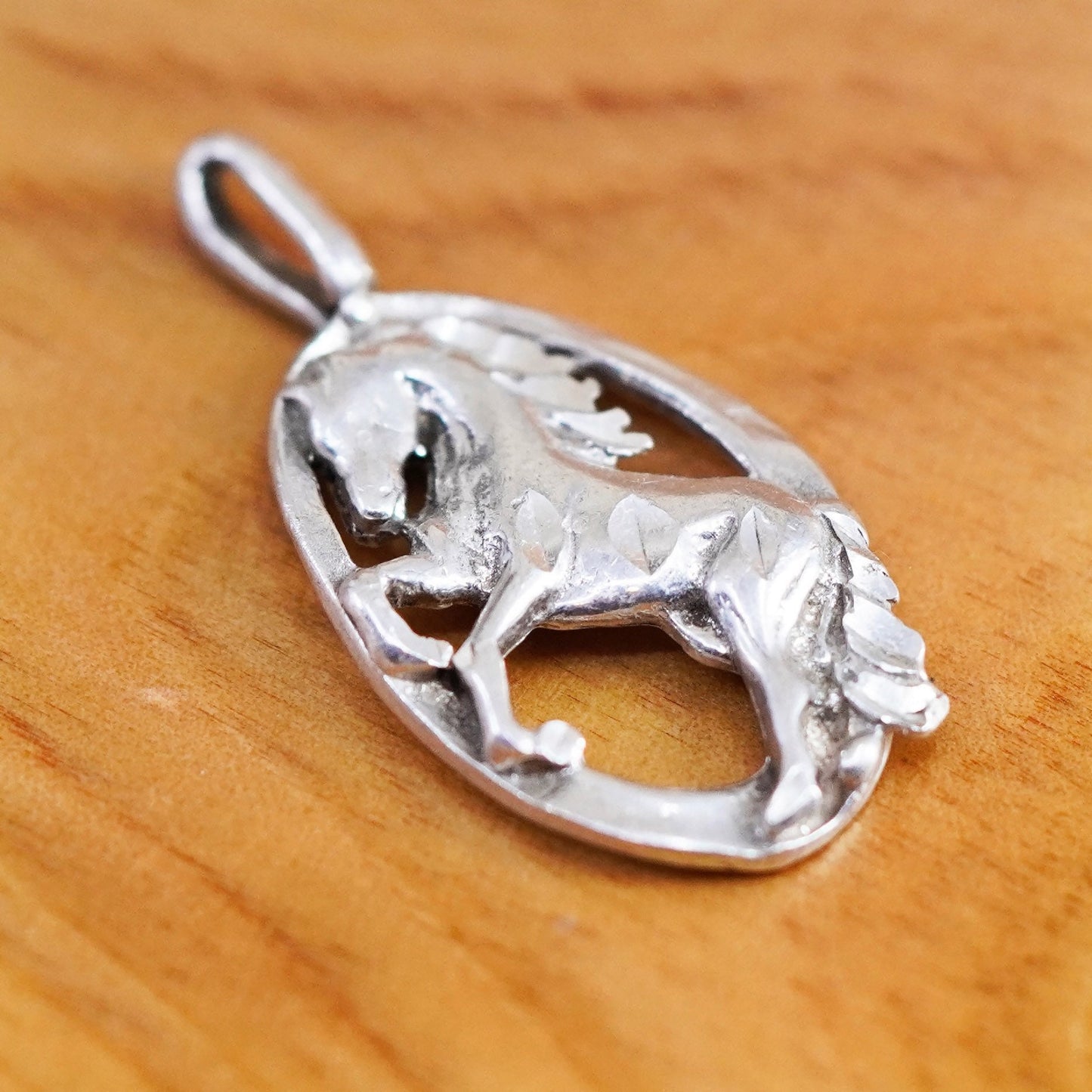 Vintage Sterling 925 silver handmade horse pendant