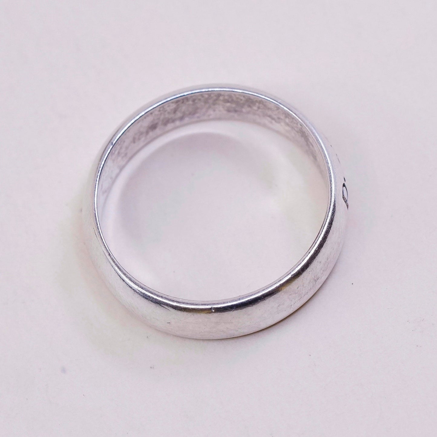 sz 7, vtg BSD sterling silver handmade ring, 925 prayer band, engraved “purity”