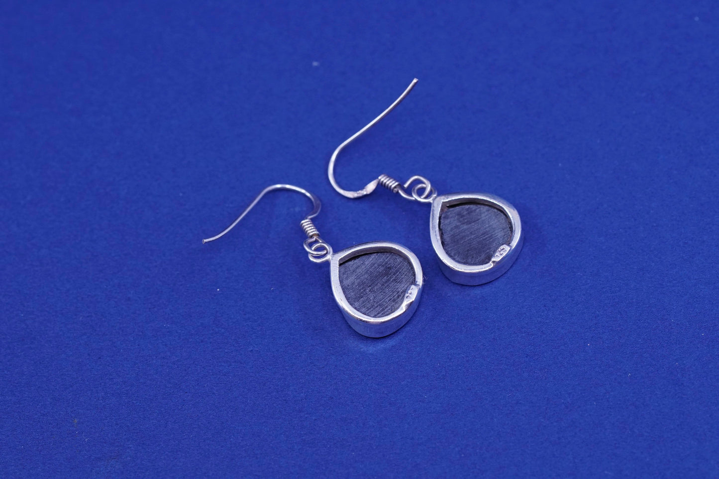 Vintage Sterling 925 silver handmade earrings with teardrop abalone