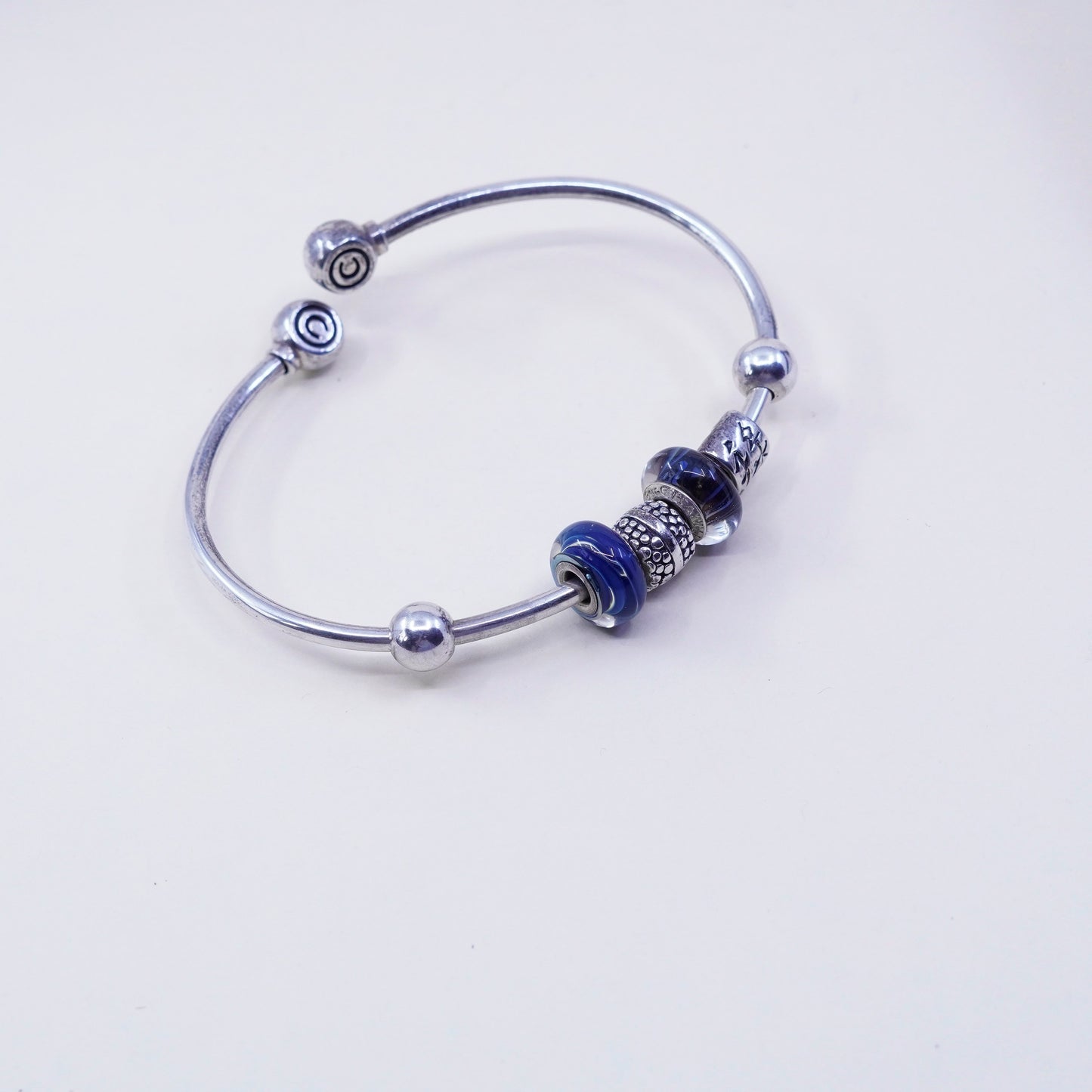 6.75”, vtg CHAMILIA CHAM sterling silver bracelet, 925 wrap bangle happiness