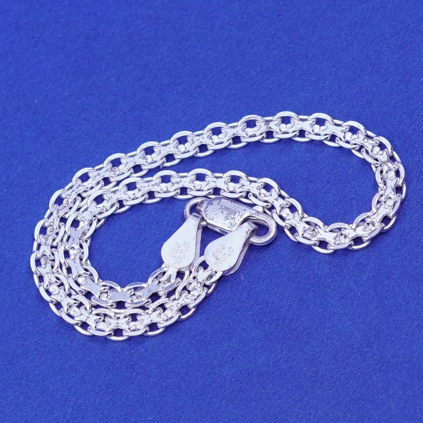 8”, 4mm, vintage Sterling silver handmade bracelet, 925 flatten nugget link
