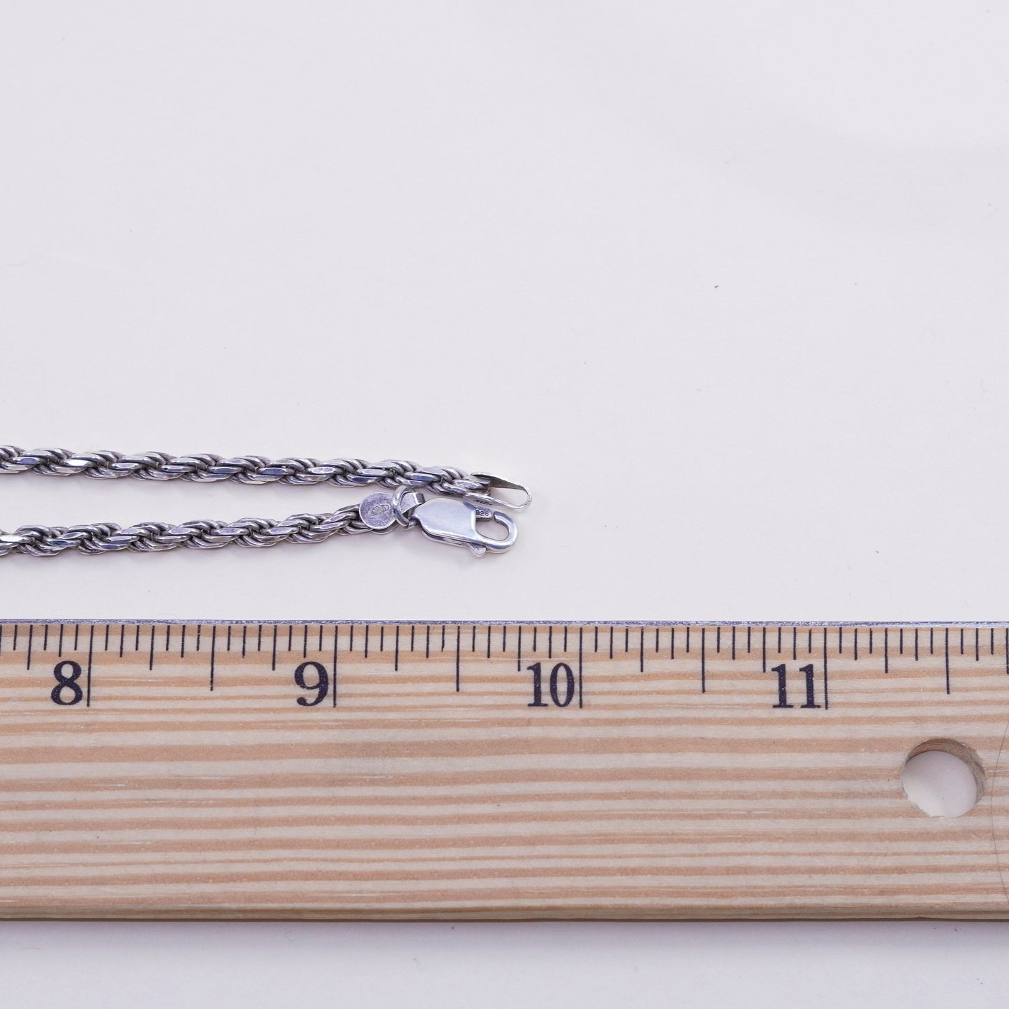 20”, 3mm, vintage Sterling silver necklace, 925 diamond rope chain