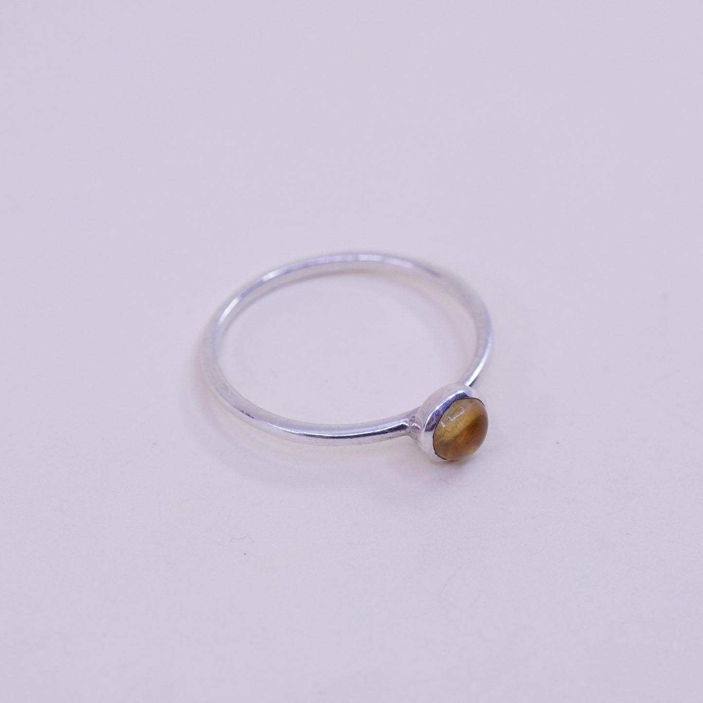 Size 7.25, vintage Sterling silver handmade ring hammered stackable 925 citrine