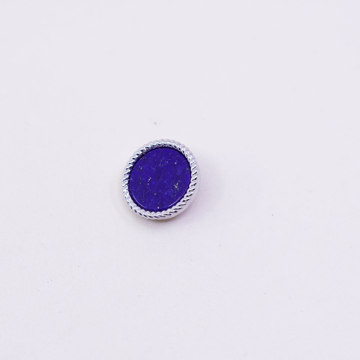 Vintage Sterling 950 silver handmade pendant with round lapis lazuli and cable