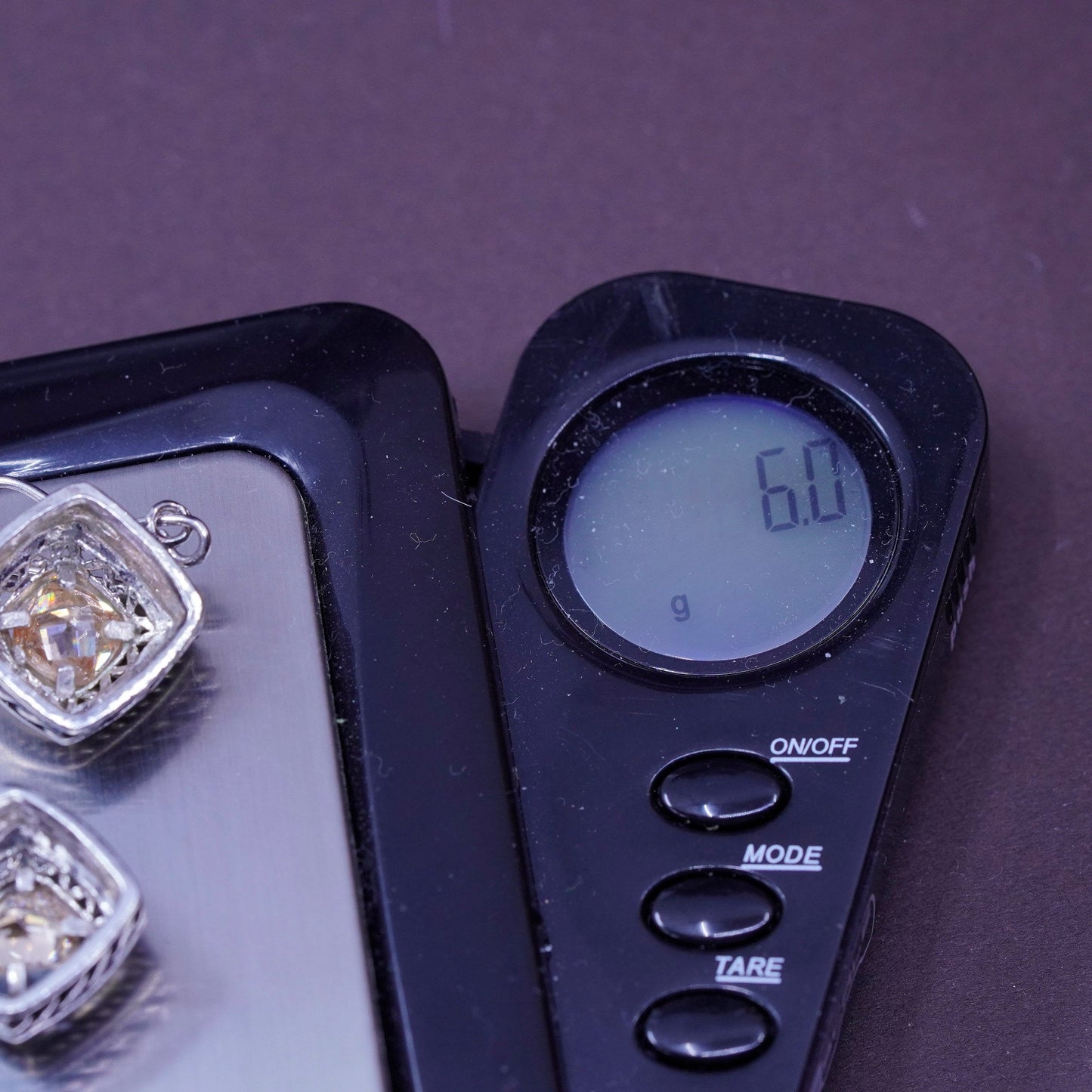 Vintage Sterling 925 silver earrings with citrine crystal and cable around