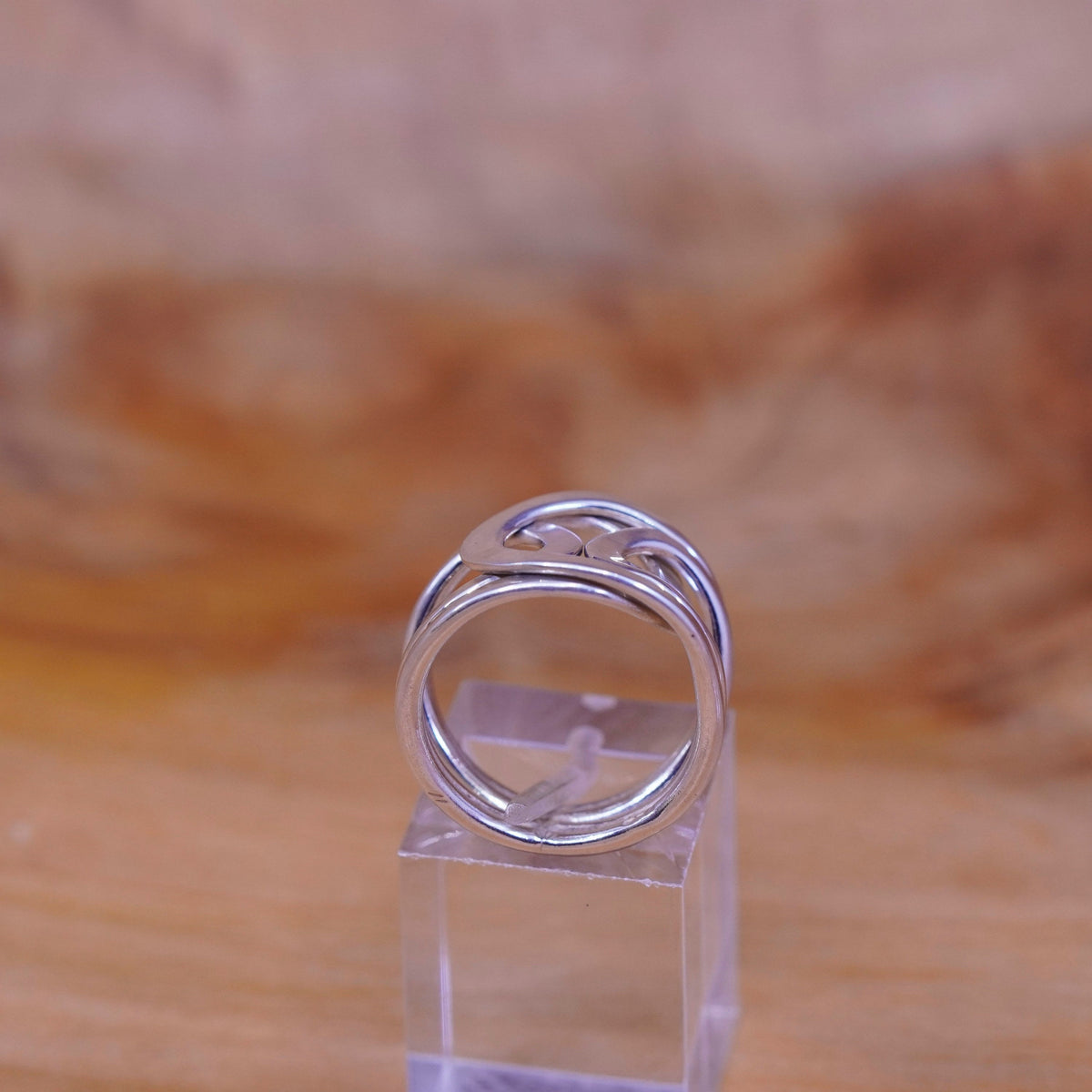 size 6, vintage Sterling silver handmade ring, 925 entwined band, silver tested