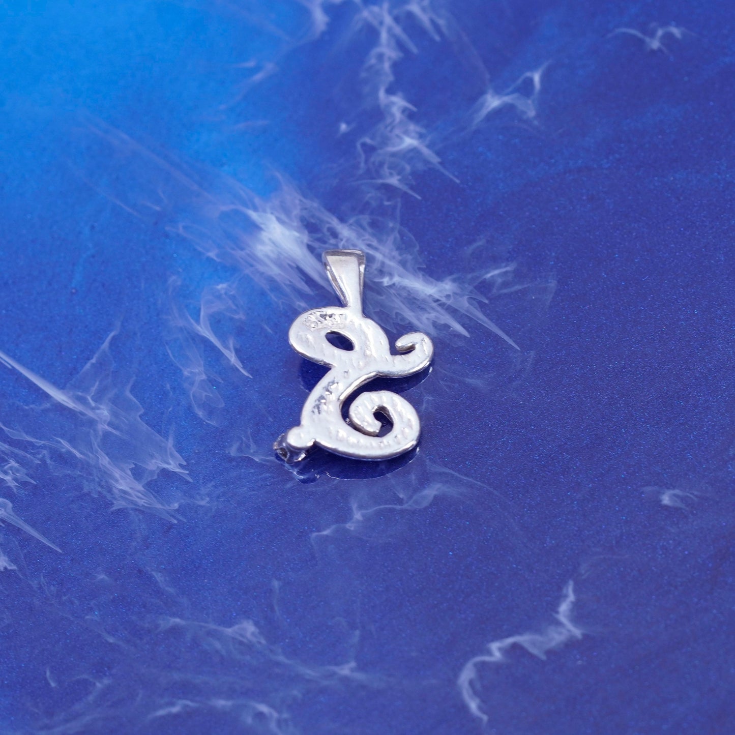 Vintage sterling silver handmade pendant, 925 initial charm letter “S” with Cz
