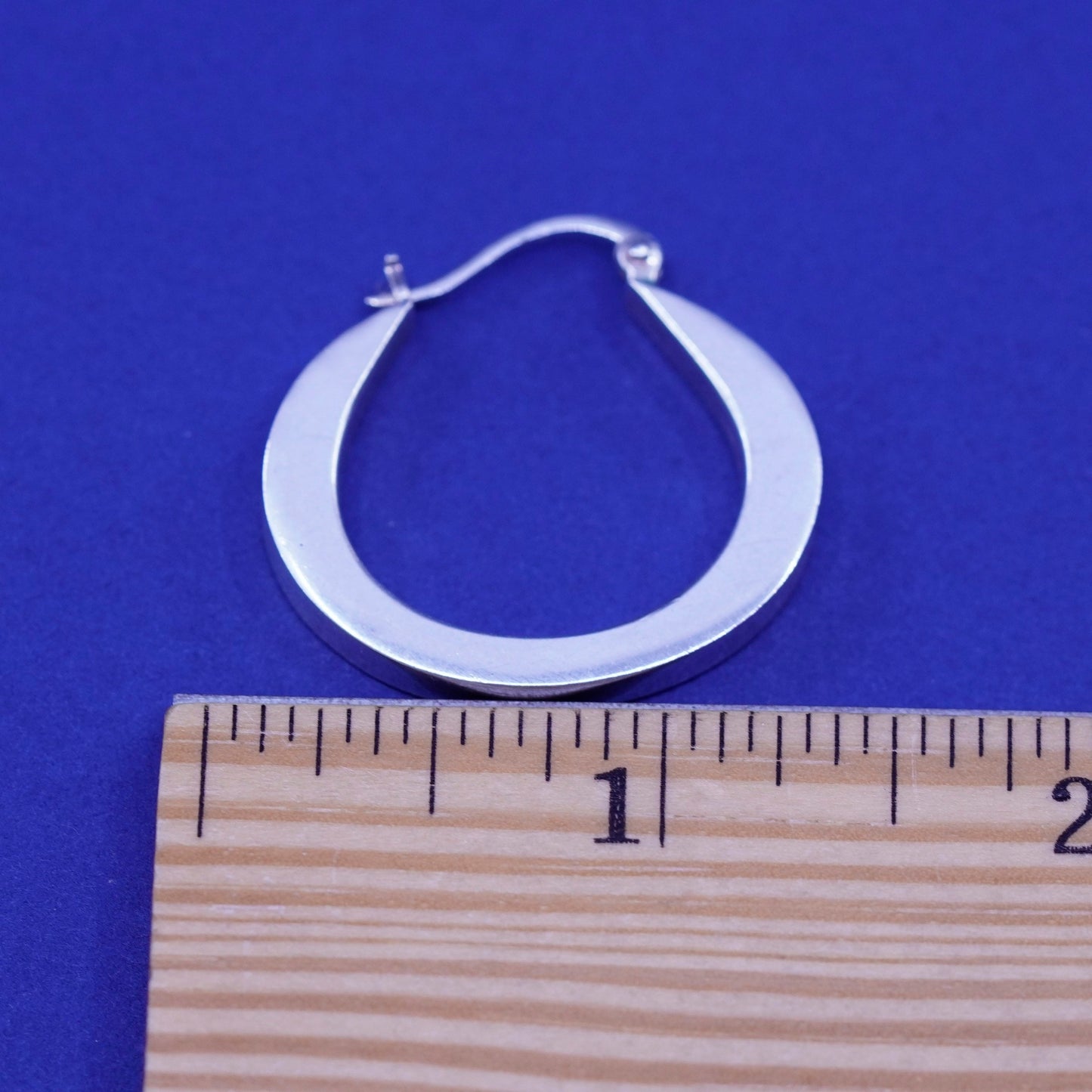 1.25”, vintage Sterling silver handmade hoop earrings, bold 925 huggie