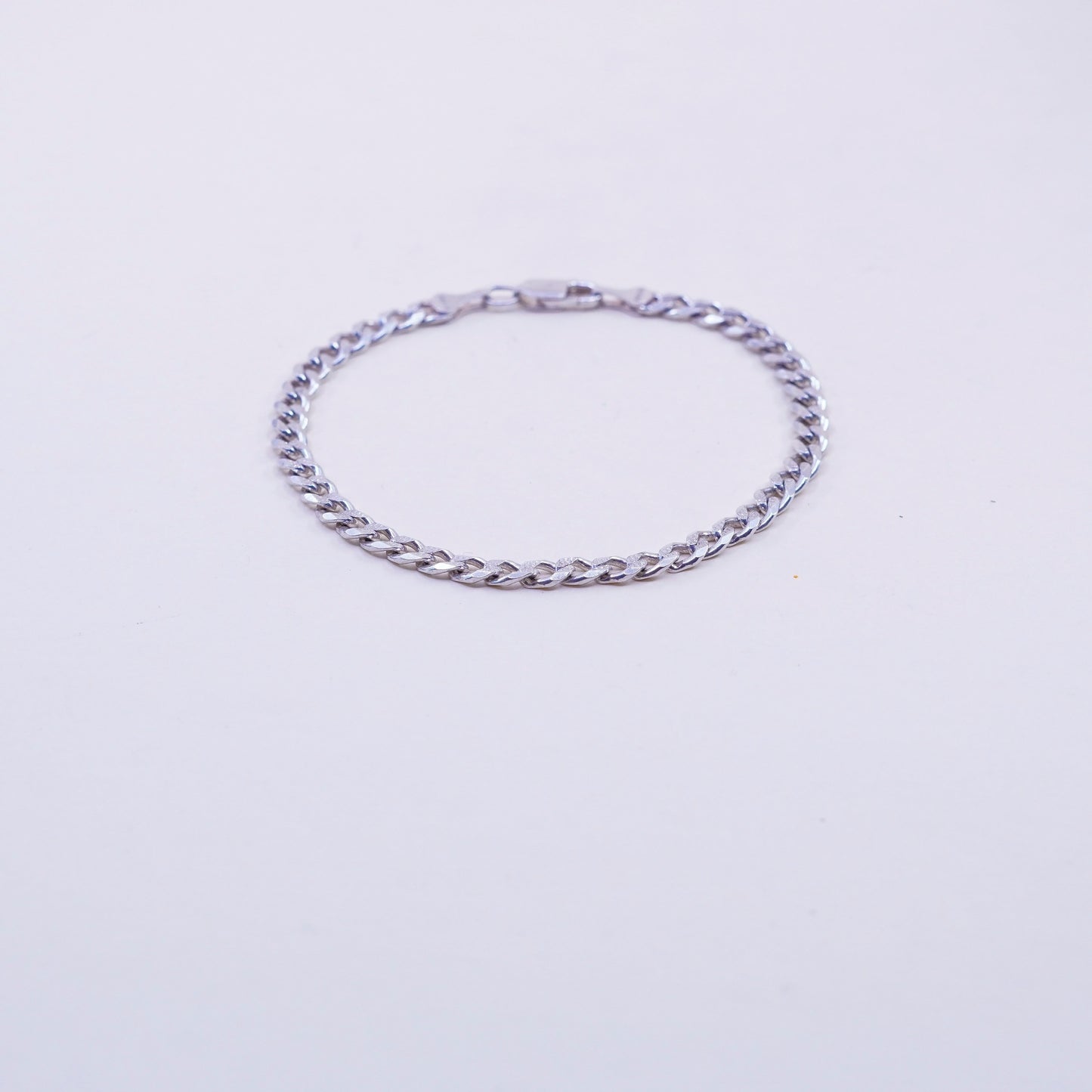 7.25”, 5mm, Vintage sterling 925 silver flatten curb bracelet