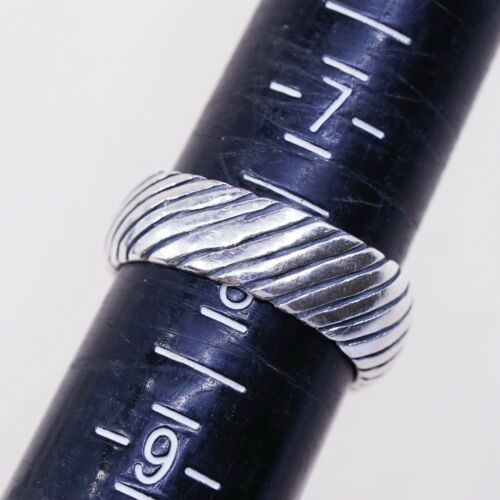 Size 7.75, Vtg Sterling Silver Handmade Ring 925 Silver Band w/ Rope Texture