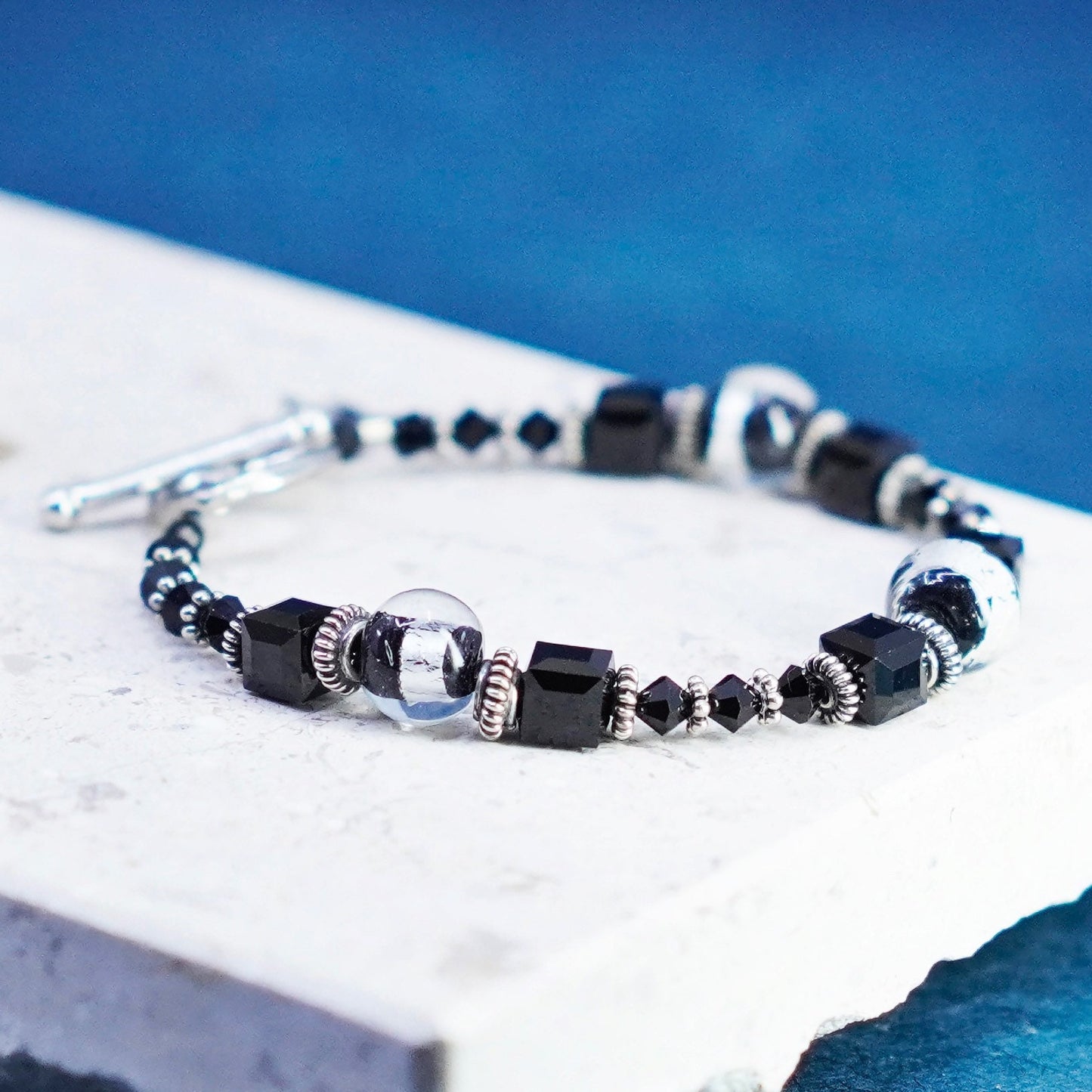 6”, Sterling silver bracelet 925 bangle with crystal breast cancer ribbon charm