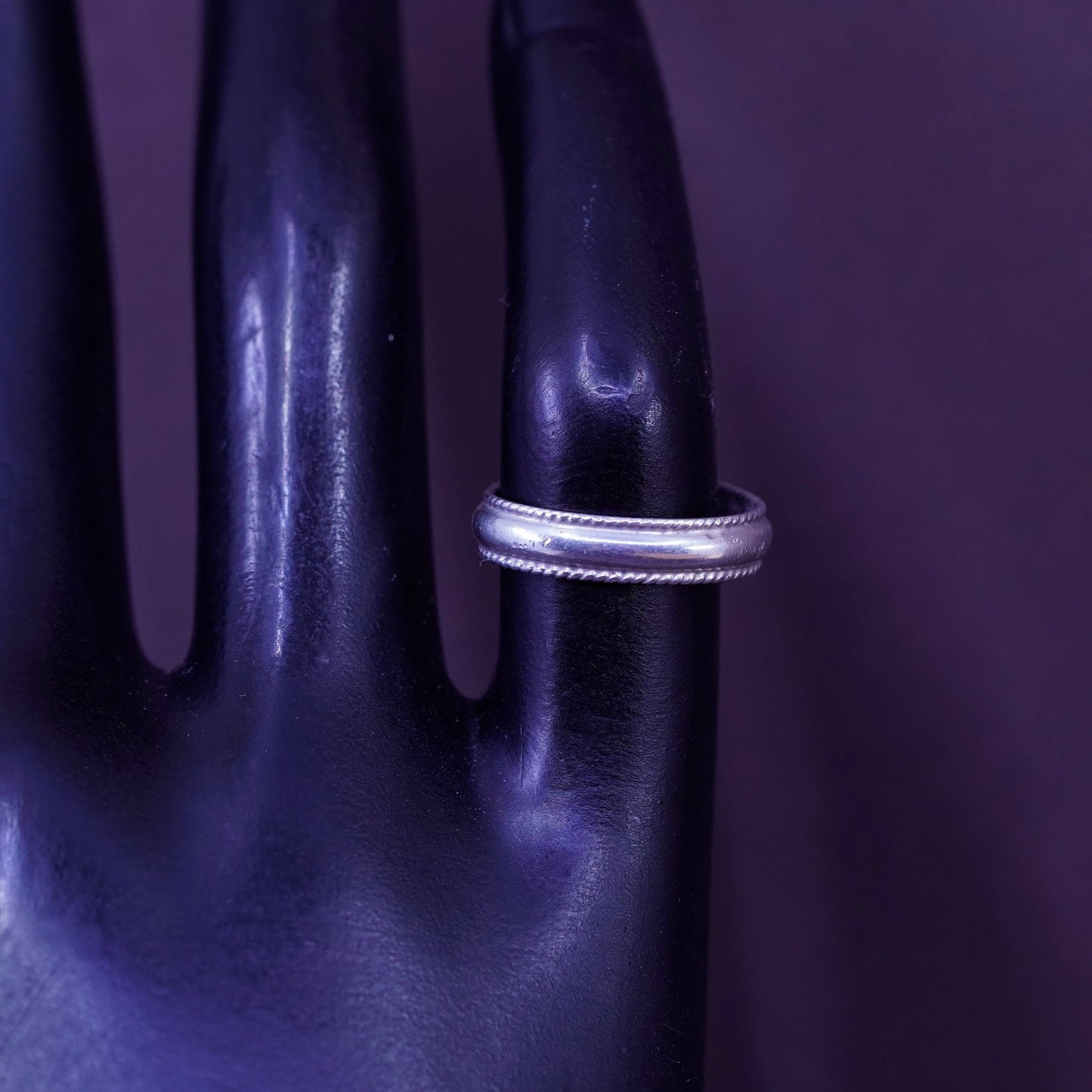 Size 3.25, vintage Sterling silver handmade ring, 925 cable band