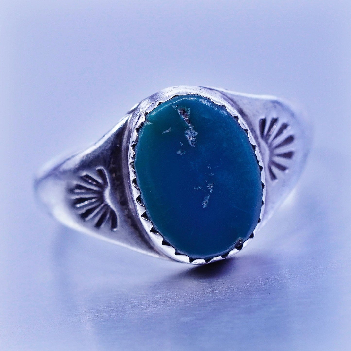 Size 8.25, Native American navajo Sterling 925 silver handmade ring turquoise