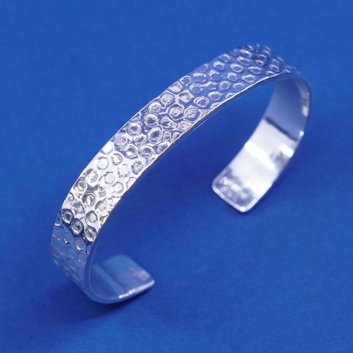 6.75", vtg Mexico hecho sterling silver handmade bracelet, 925 hammered cuff