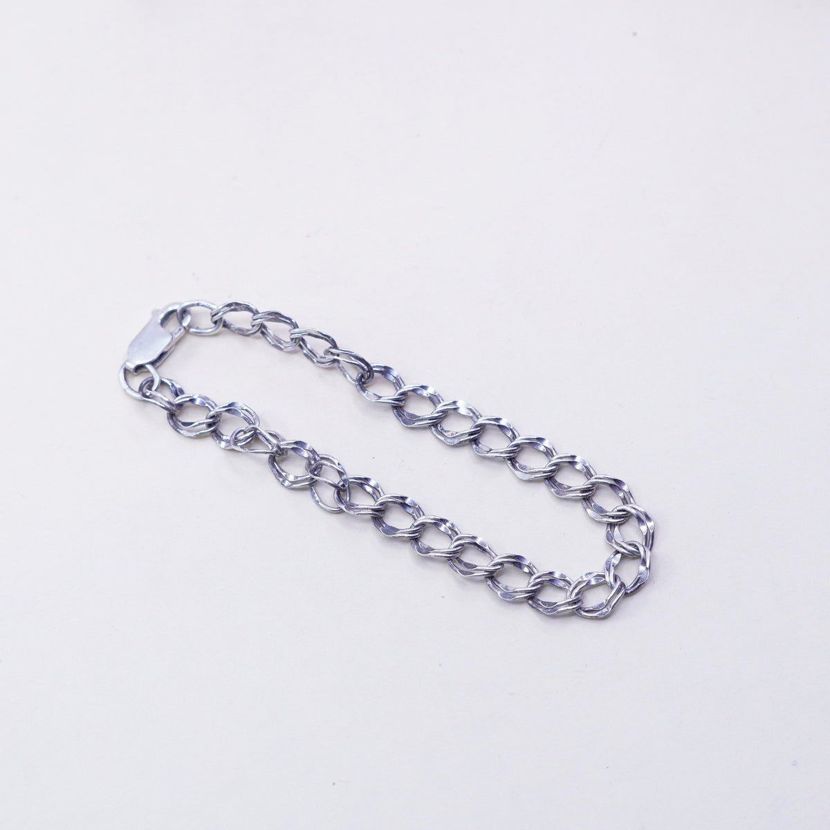 7”, 8mm, Vintage sterling silver double curb bracelet, 925 chain