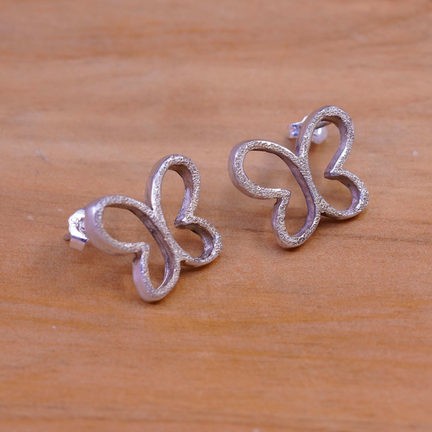 Vintage Sterling 925 silver handmade earrings, glittering studs
