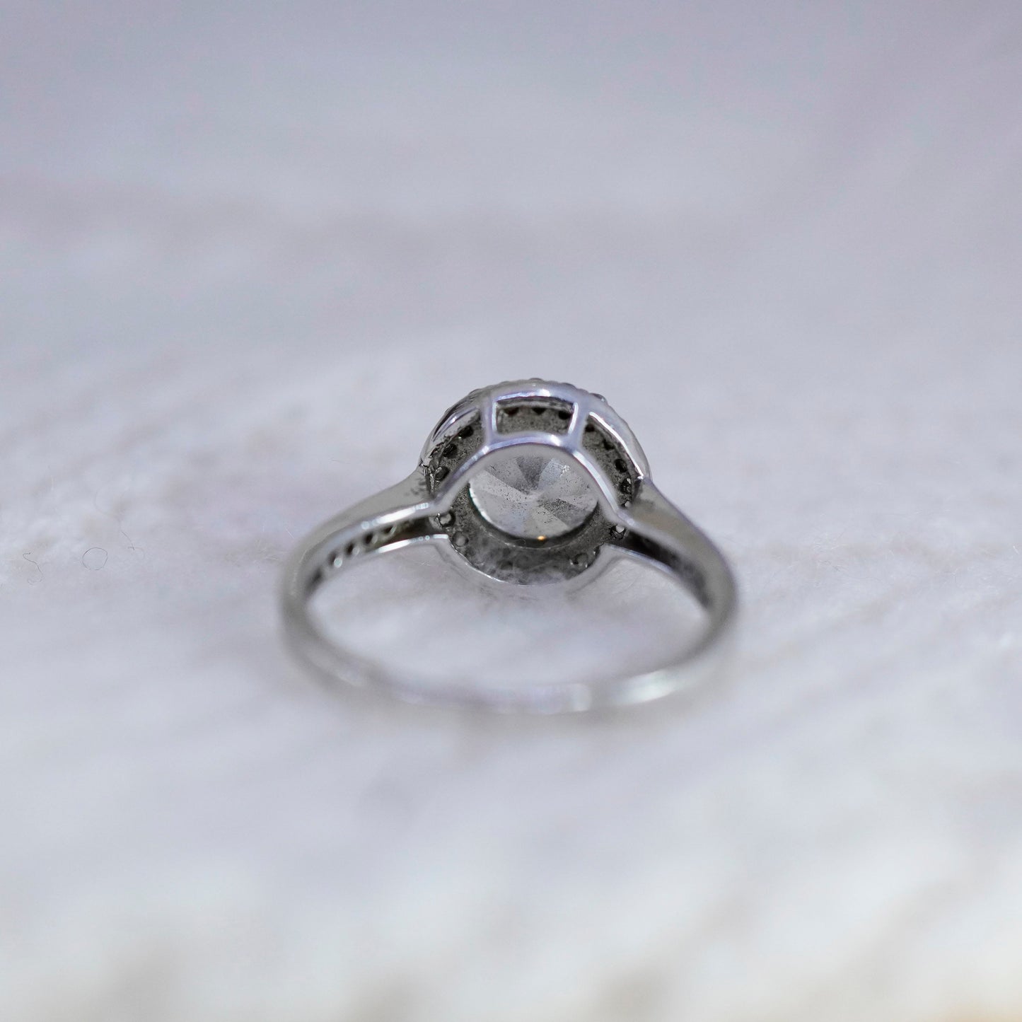 Size 7, vintage jewelry, sterling 925 silver cluster crystal engagement ring